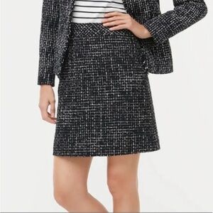 NWT J Crew Tweed Mini Skirt Women's 14 Black Blue Knit Straight Pencil Short